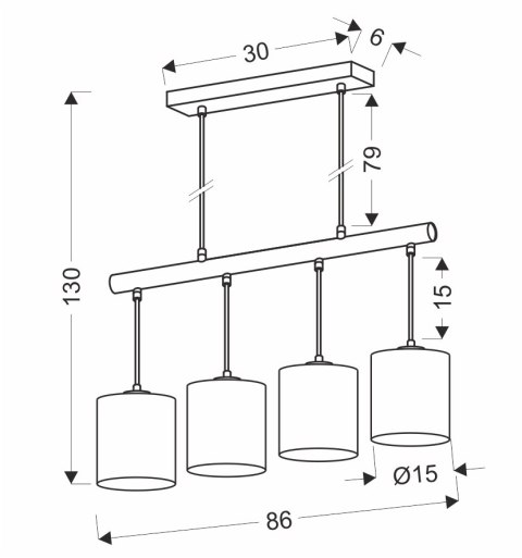 Combi lampa wisząca czarny 4x60W E27 abażur beżowy