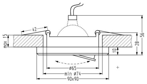 SSU-13 CH/BK MR16 chrom opr. strop. uchyl kwadratowa szkło czarne