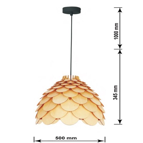 Lampa wisząca Burgo duża 1xE27 drewno LP-101335/1P L