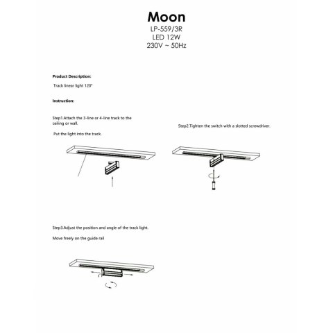 Reflektor Moon do szynoprzewodów 1F 3000K 1xLED czarny LP-559/3 R-1F BK