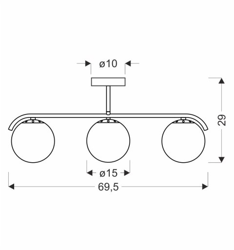 AMADEO lampa sufitowa czarny 3x40W E14 klosz biały