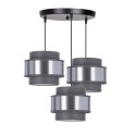 Hare lampa sufitowa czarny talerz 3x60W E27 abażur szary+srebrny