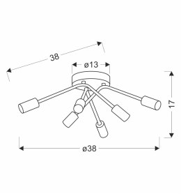 Lampa sufitowa czarno-złota 6x40W E14 Tiara Candellux 36-79718