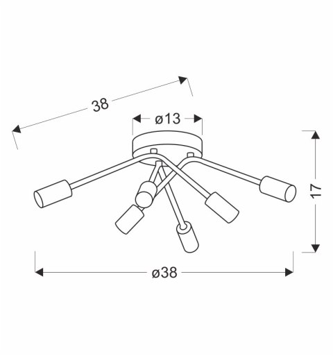 Lampa sufitowa czarno-złota 6x40W E14 Tiara Candellux 36-79718