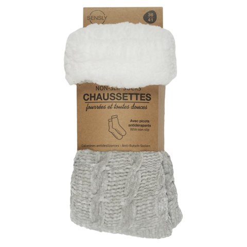Skarpety Chenille ocieplane szare