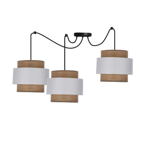 Forni p lampa wisząca czarny 3x40W E27 abażur biały+orzechowy