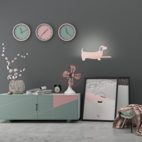 Dog lampa kinkiet 5W LED 4000K iq kids ró¿owy