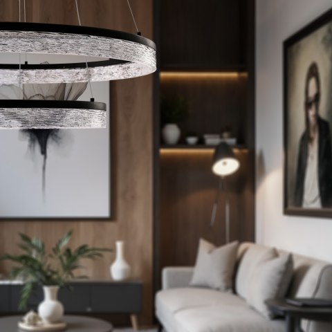 FROZI lampa wisząca czarny 38W LED 3000K kryształki bezbarwne