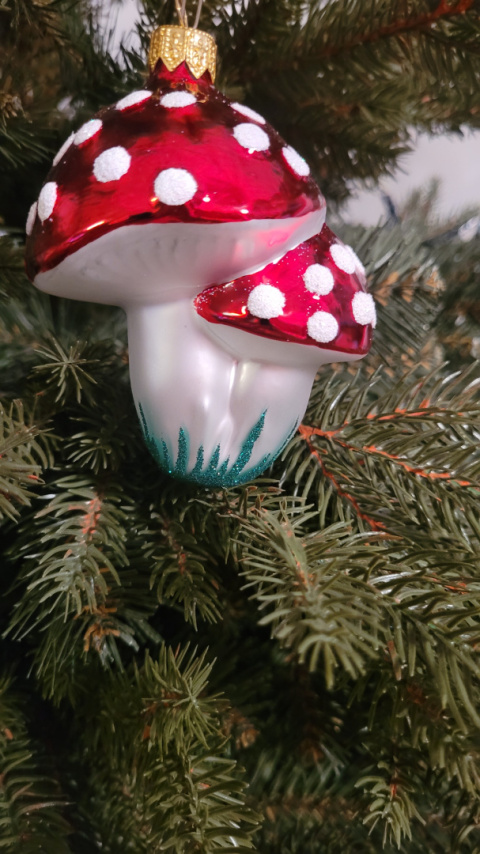 Bombka szklana Grzybek Muchomorek wys. 10 cm