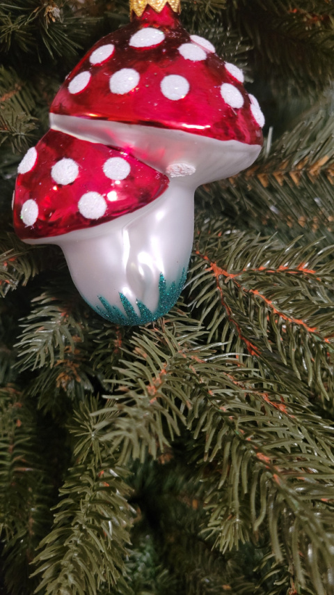 Bombka szklana Grzybek Muchomorek wys. 10 cm