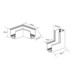 Łącznik podtynkowy L sufit-ściana Magnetic Slim czarny