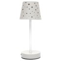 Lampa stołowa ładowana z ażurowymi gwiazdkami biała