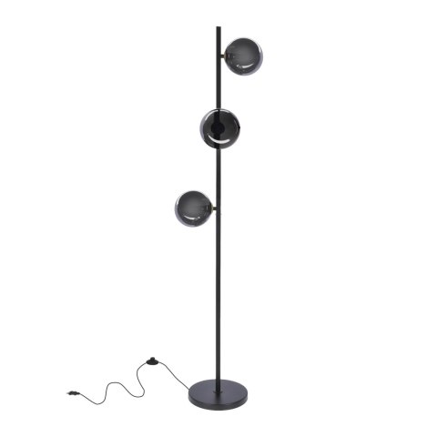 Kama lampa podłogowa czarny+złoty 3x28W G9 klosz grafitowy