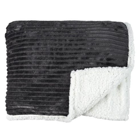 Koc Sherpa szary 180x220cm prążkowany