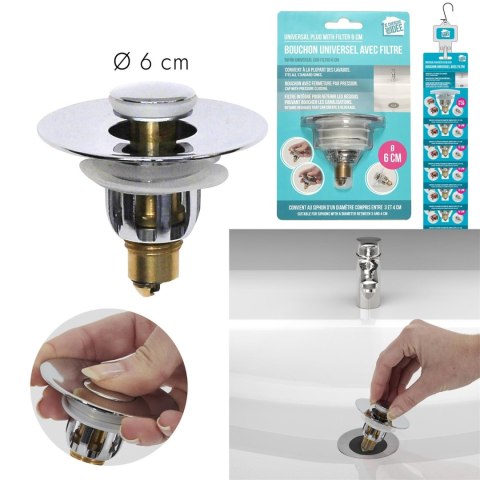 Korek do zlewu uniwersalny 6cm chromowany
