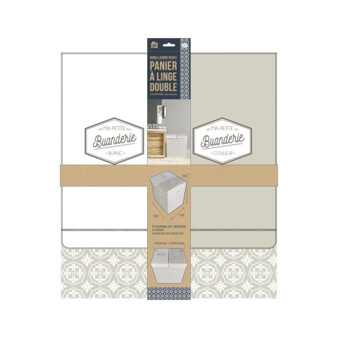 Kosz na pranie podwójny 50x41x57 szary tkanina