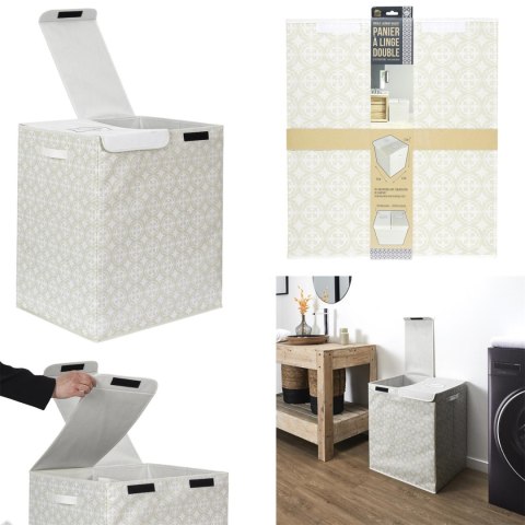 Kosz na pranie podwójny 50x41x57 szary tkanina