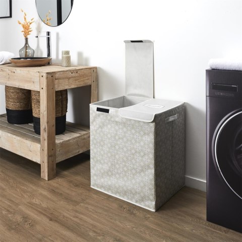 Kosz na pranie podwójny 50x41x57 szary tkanina