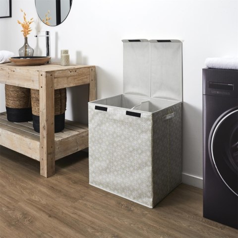 Kosz na pranie podwójny 50x41x57 szary tkanina