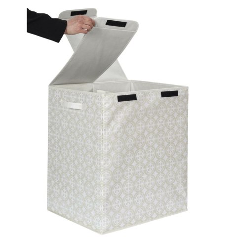 Kosz na pranie podwójny 50x41x57 szary tkanina