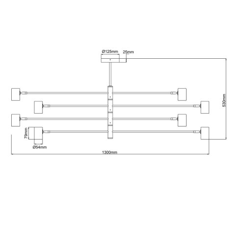 Lampa wisząca Snow 8 czarna 8xGU10