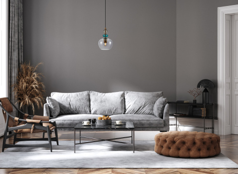 Lampa wisząca kolorowa pojedyncza do kuchni, sypialni Busco PND-30263-1A-BRO-SG