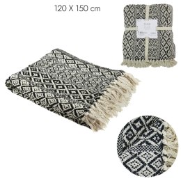 Narzuta na łóżko Etniczna 120x150cm czarno-biała