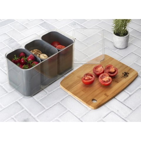 Pojemnik potrójny do przechowywania w lodówce bordowy