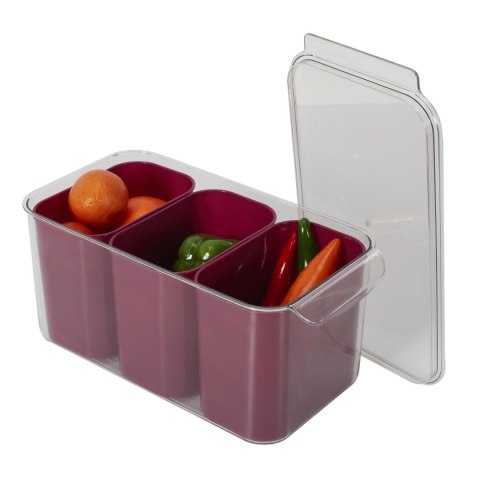 Pojemnik potrójny do przechowywania w lodówce bordowy