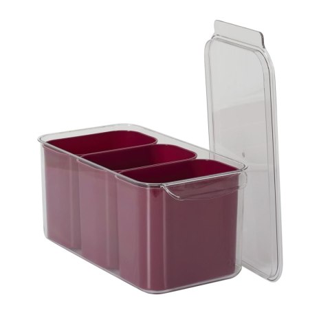 Pojemnik potrójny do przechowywania w lodówce bordowy