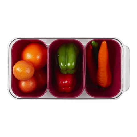 Pojemnik potrójny do przechowywania w lodówce szary