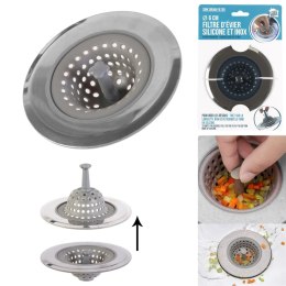 Sitko do zlewu silikonowe/chrom szare