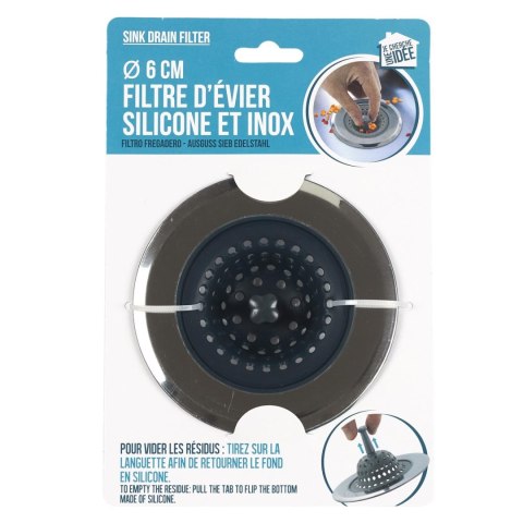 Sitko do zlewu silikonowe/chrom szare