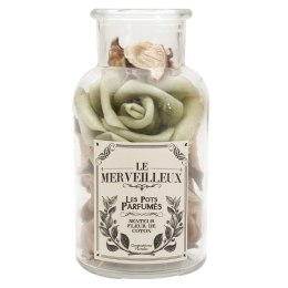 Szklany słój 12cm z pot pourri zielone