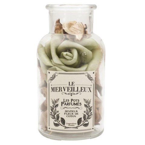 Szklany słój 12cm z pot pourri zielone