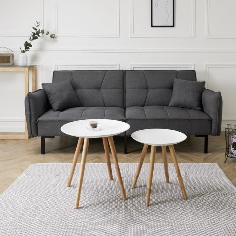 Zestaw 2 okrągłych stolików biały/naturalny