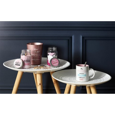 Zestaw 2 okrągłych stolików biały/naturalny