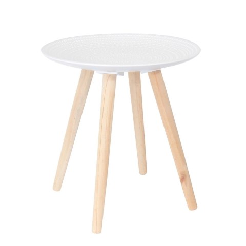Zestaw 2 okrągłych stolików biały/naturalny
