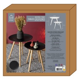 Zestaw 2 okrągłych stolików czarny/naturalny