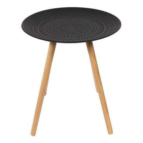 Zestaw 2 okrągłych stolików czarny/naturalny