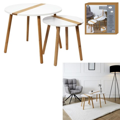 Zestaw 2 stolików kawowych Paraiba biały/naturalny