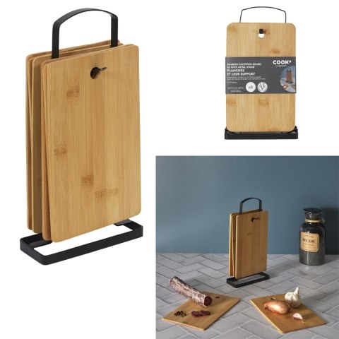 Zestaw 6 desek do krojenia bambusowych na stojaku