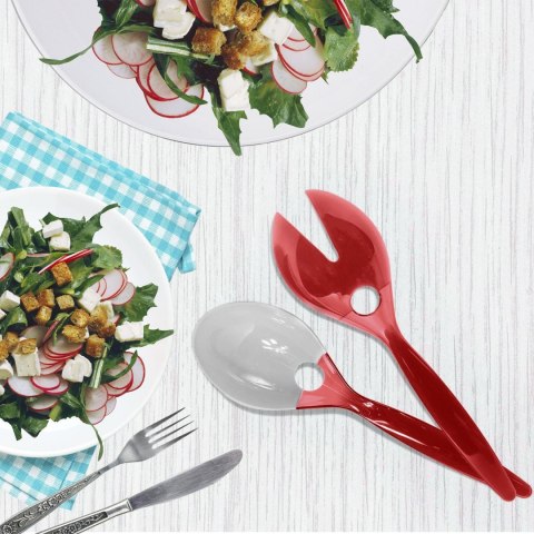 Zestaw sztućców do sałatki czerwone