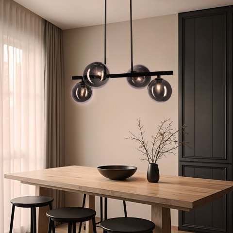 Kama lampa wisząca czarny+złoty 4x28W G9 klosz grafitowy