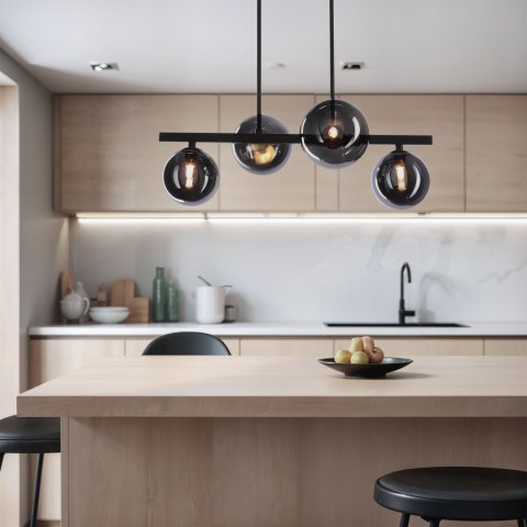 Kama lampa wisząca czarny+złoty 4x28W G9 klosz grafitowy