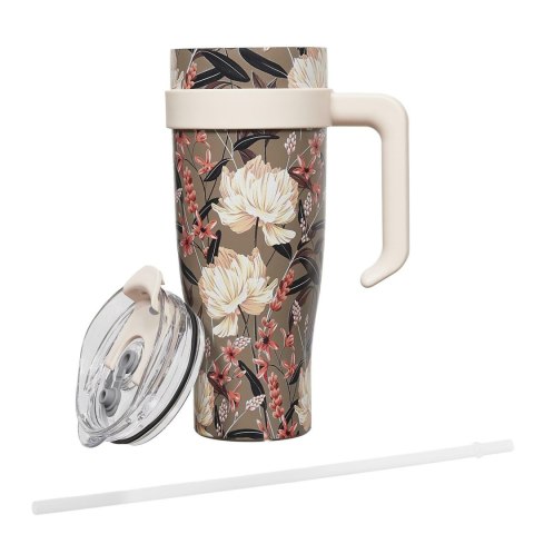 Kubek termiczny z uchwytem Fleur 1,2l beżowy