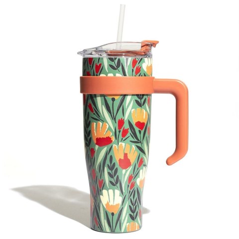 Kubek termiczny z uchwytem Fleur 1,2l zielony