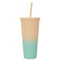 Kubek ze słomką PP żółto-turkusowy
