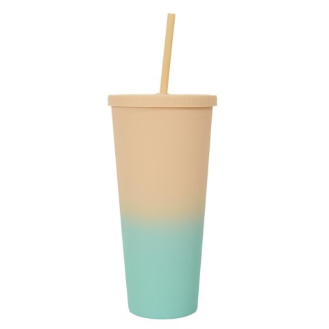 Kubek ze słomką PP żółto-turkusowy