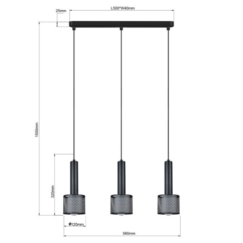 Lampa wisząca Amo czarna 3xE27